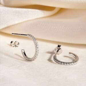 NEW MAIVE women's jasmine semi hoops in silver